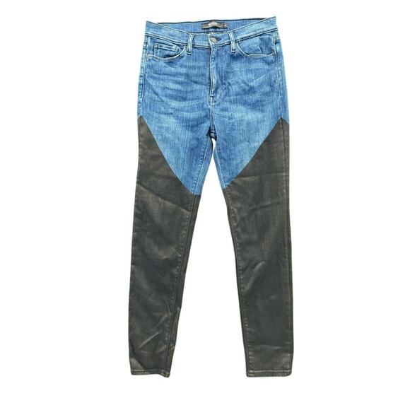 Hudson Jeans denim Super Skinny Ankle Jeans black leather like coating size 29 - Picture 5 of 11